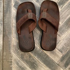Brown Leather like Reef flip flops.  Hardly worn
